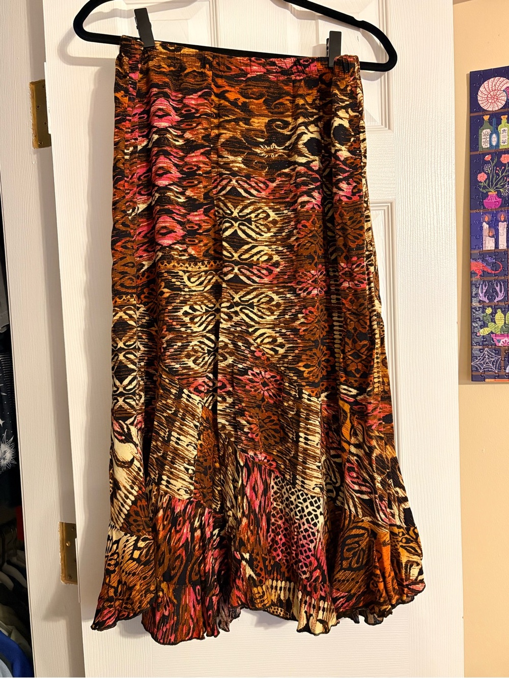 Kim Rogers Brown Pink Printed Maxi Skirt
